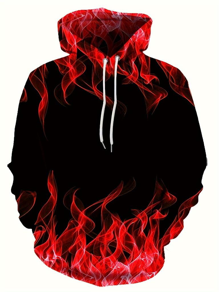Creative Flame 3D Print Hoodie, Cool Hoodies Child Spring Autumn Pullover Hooded Sweatshirt,Oversized Harajuku Y2k Clothes