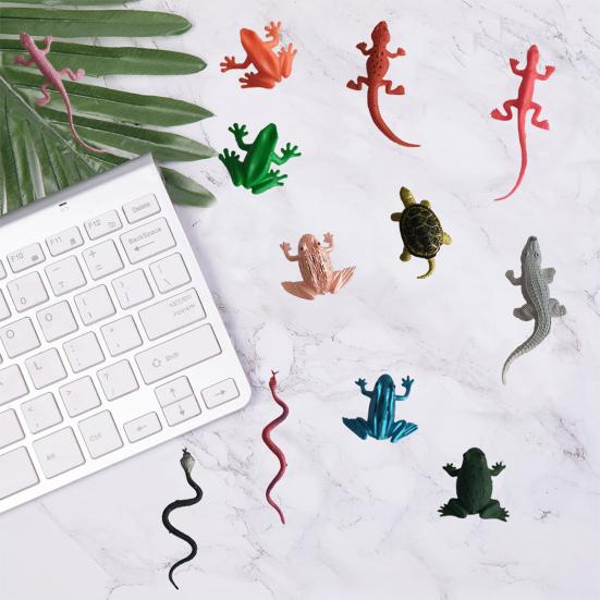 12Pcs/Set Simulated Reptile Refrigerator Magnet Home Office Kitchen Locker Fridge Magnetic 3D Gecko Frog Turtle Decoration Ornament