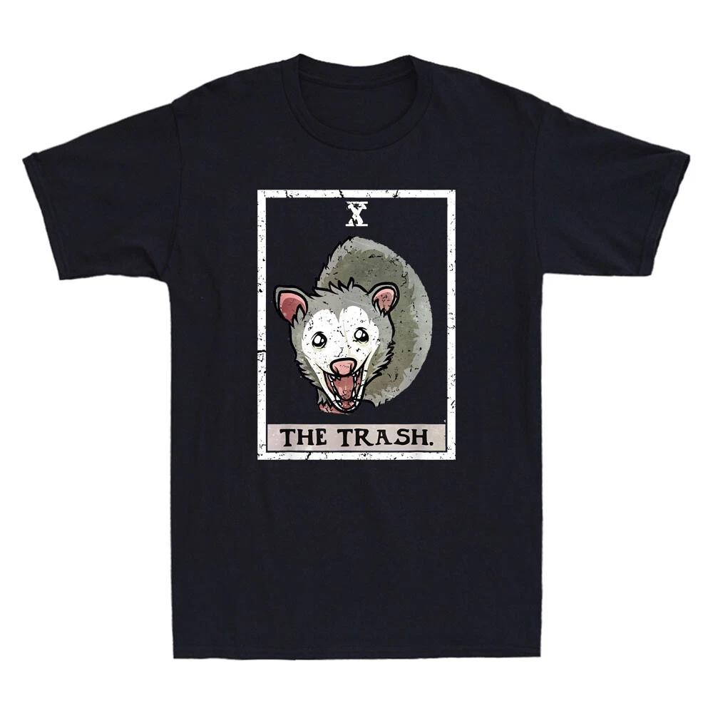 The Trash Tarot Card Funny Aesthetic Possum Graphic Vintage Men s Cotton T-Shirt XXXXL