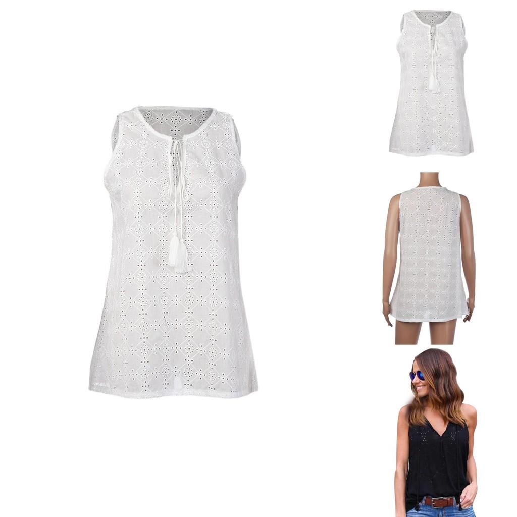 Elegant Women's Cotton Lace Top With Embroidery For Summer Casual Outfits