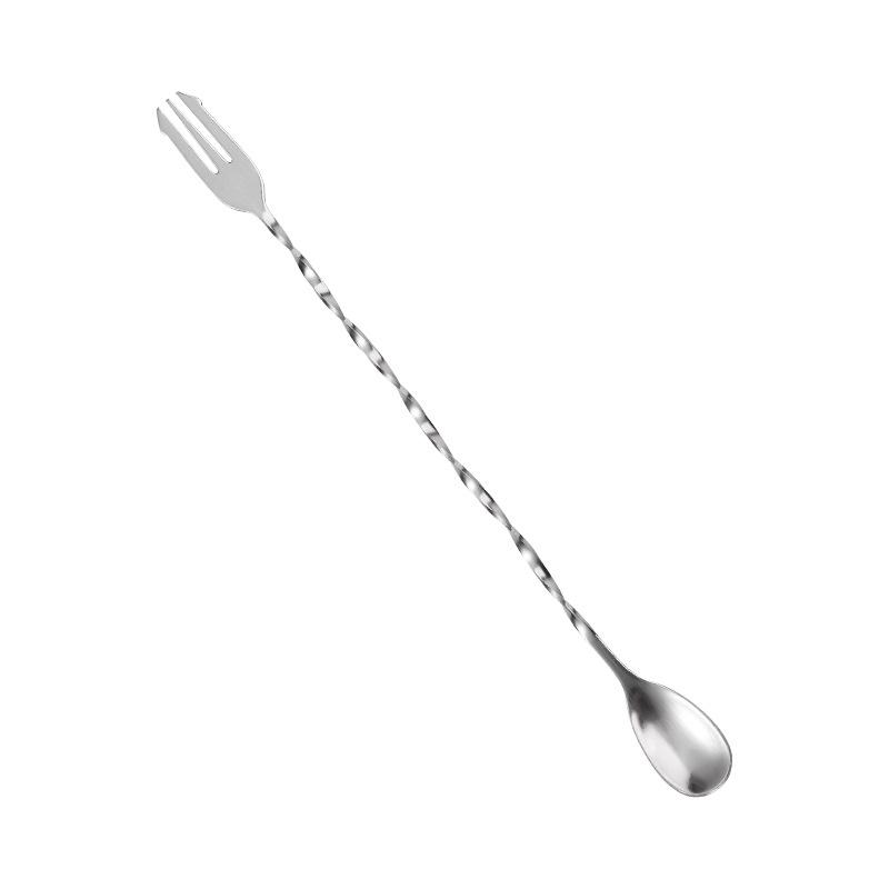 Barlöffel und Gabel mit zwei Enden aus Edelstahl zum Mischen von Cocktails, Milchtee und mehr