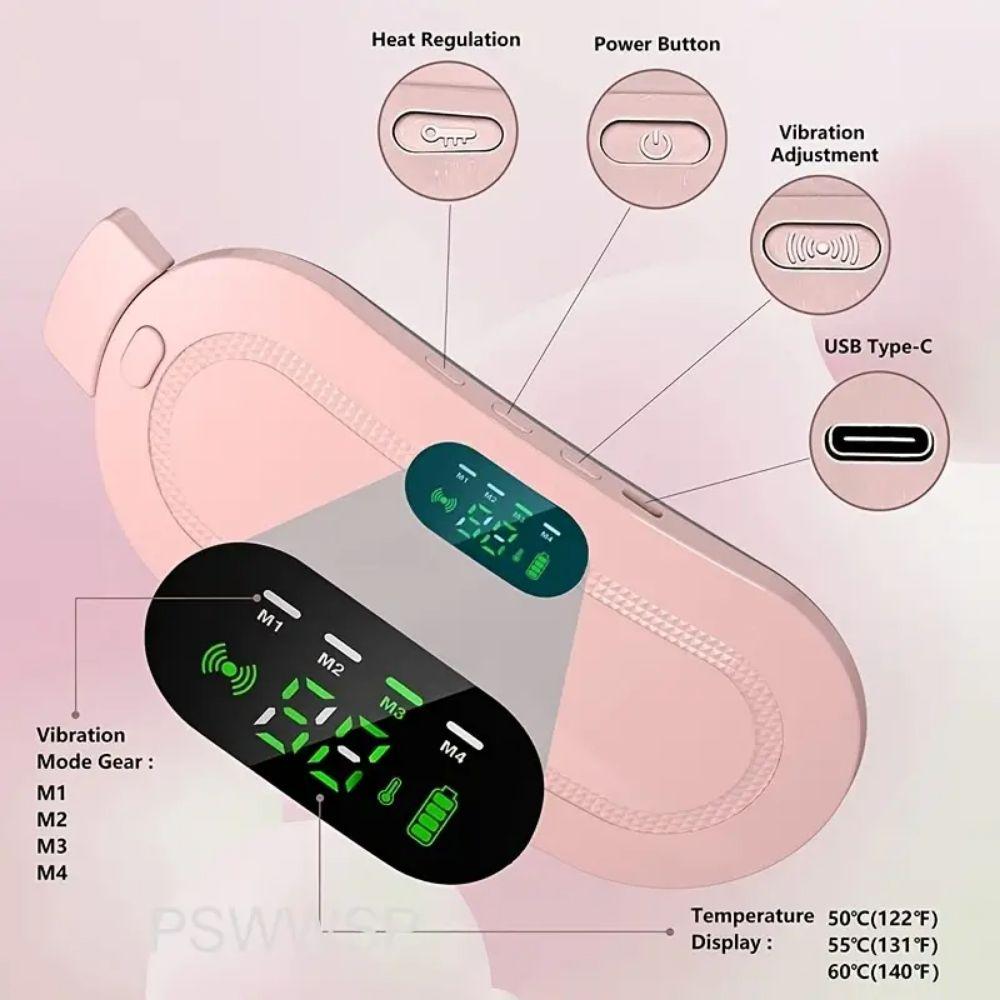 LED Display Smart Menstrual Heating Pad 4 Gear Massage Women Belly Warmer  Body Shaping
