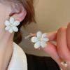 Vintage Smudging Enamel Pearl Drop Glaze Flowers Stud Earrings for Women Multi-colored Fashion Jewelry Accessories