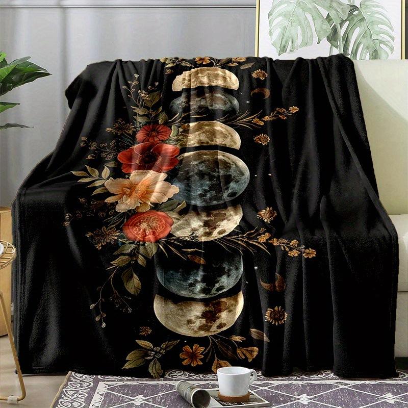Moonlight Garden Blanket Grape Flower Surround Moon Star Flannel Blanket Bedroom Living Room Home Sofa Blanket