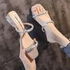 Fashion Women's Slippers and Ladies Sandals Jewels Clear Job Outside Crystals Open Toe Shoes Wedding Slides Low Heel Rhenstone W Shoe 39