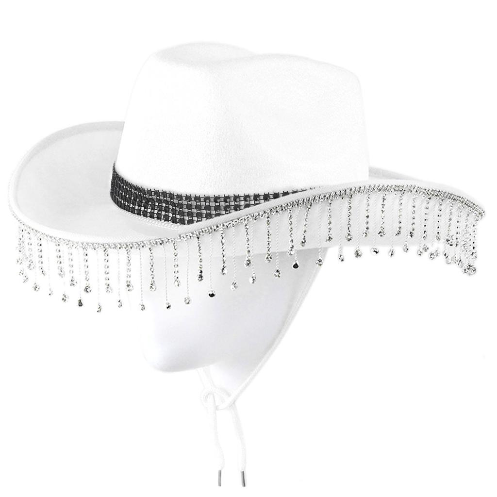 Pink West Cowboy Hat Western Cowgirl Women Girls Rhinestones Cowgirl Hat Carnival Party Cap West Costumes for Adults