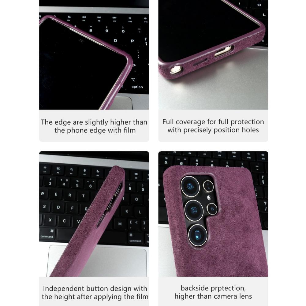 Magnetische Alcantara-Wildleder-Handyhülle für Samsung Galaxy S25 Ultra S24 Plus S23 S22 S21 FE Rundum-Abdeckung mit kabelloser Ladefunktion