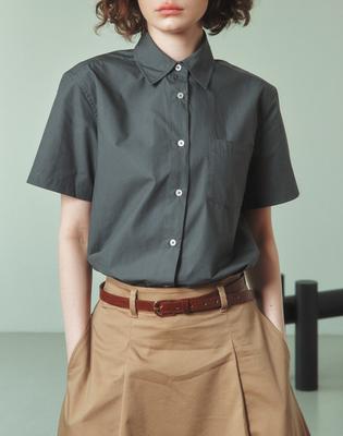 Meleugo Cotton High Density Women'S Short Sleeve Shirt [Gray]