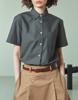 Meleugo Cotton High Density Women'S Short Sleeve Shirt [Gray]