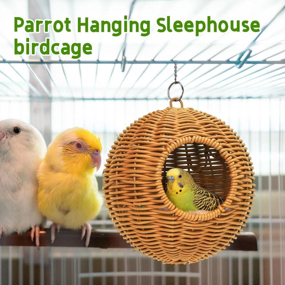 Comfortable Woven Bird Nest Wear-resistant Hanging Hammock Bed Bird Hammock for Cage  Bird Breeding
