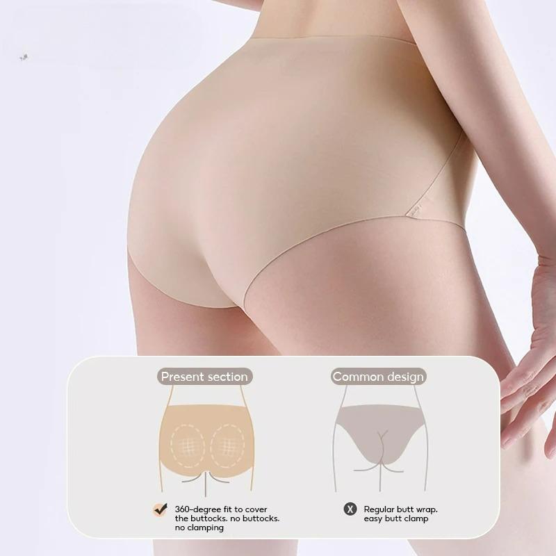4PCS Seamless Panties for Woman Ice Silk Underwear Soft Thin Briefs Women's Underpants Fashion Sexy Female Lingerie