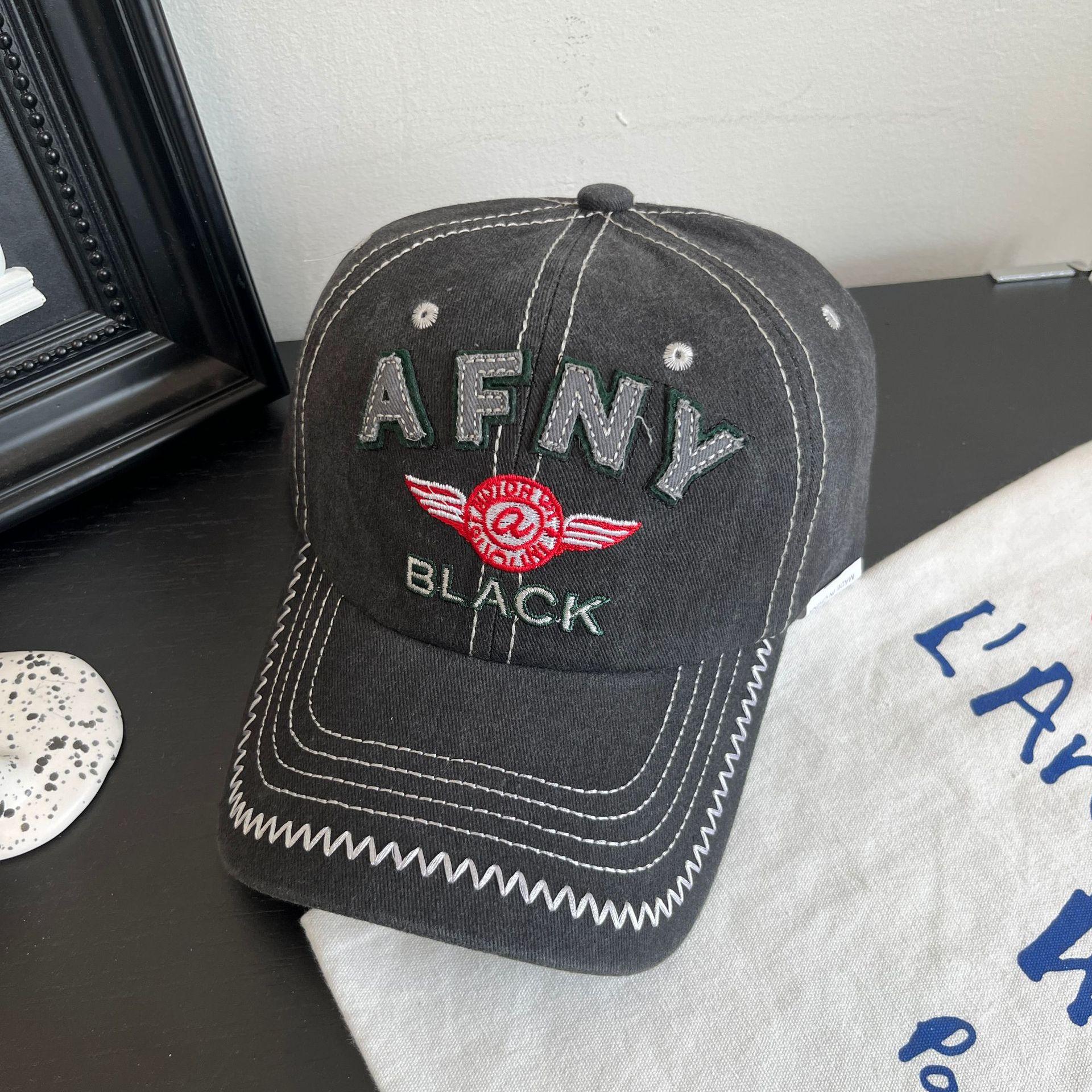 

2025 весна-лето хит продаж стираная бейсболка хлопковая вышитая нашивка кепка мужская европейская и американская высокого качества M（56-58cm） чёрный