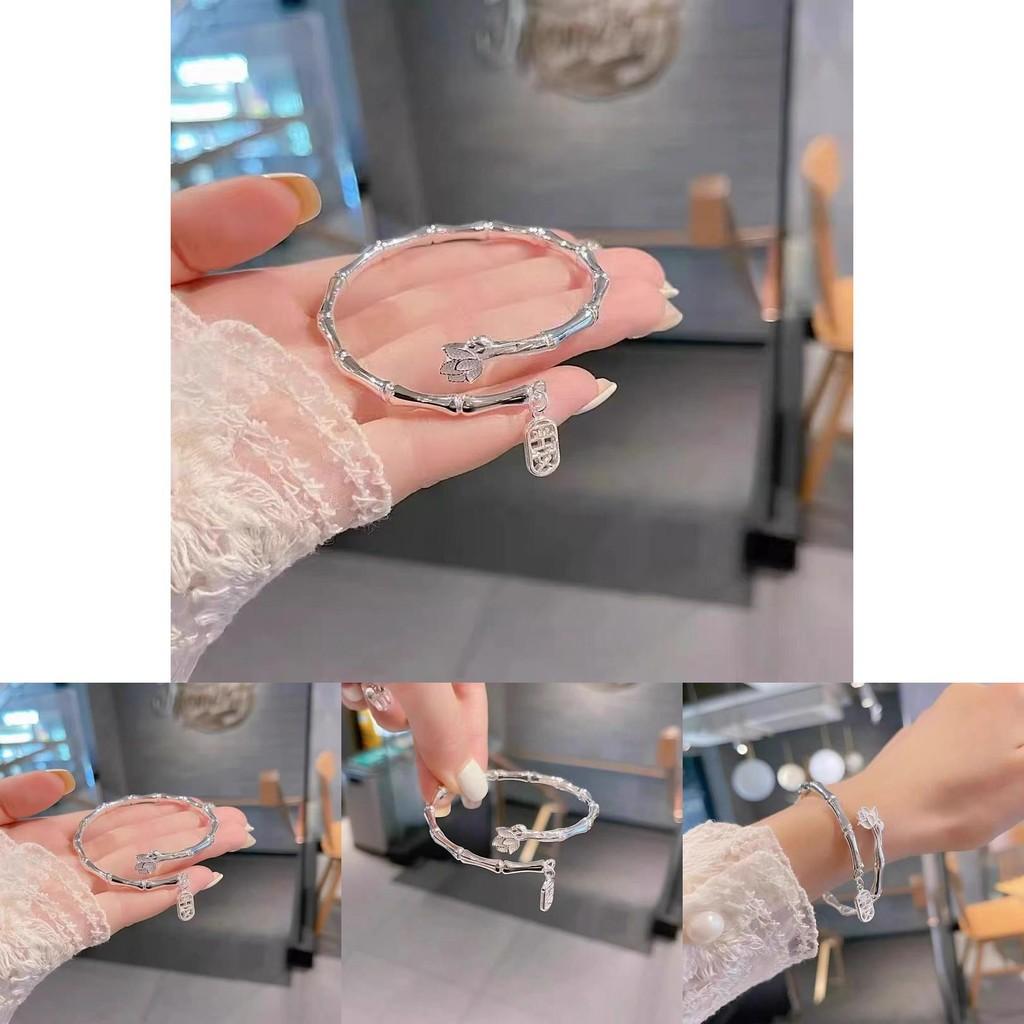 Trendy Lotus Geometric Bamboo Bracelet Chic Alloy Bangle Womens Jewelry Gift