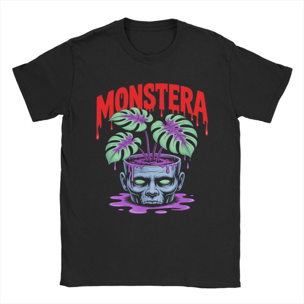 Harajuku T-Shirt Beach Monstera Skull Plant Lover Skeleton Grunge Hip Hop T-Shirts Pure Cotton Tee Shirt Short Sleeve Clothing