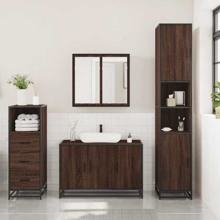 VidaXL Ensemble De Meubles De Salle De Bain 3 Pcs Chêne Marron, Armoire De Salle De Bain, Placard De Salle De Bain, Meuble 3301014