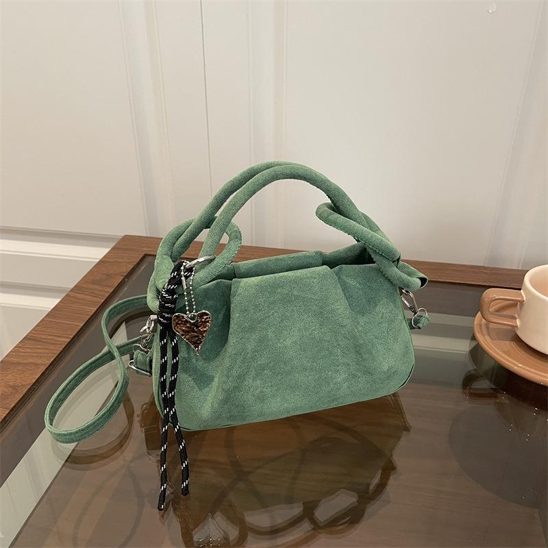 Fashion Deerskin Fleece Frosted Folds Portable Cloud Bag Women's Simple Crossbody Fleece Leather Dumpling Bag