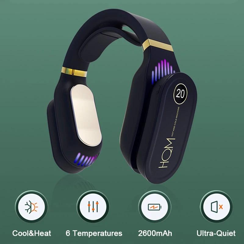 Portable Wearable Air Conditioner 2 In 1 Neck Hanging Cooler Warmer USB Rechargeable Personal Bladeless Fan for Travel Office