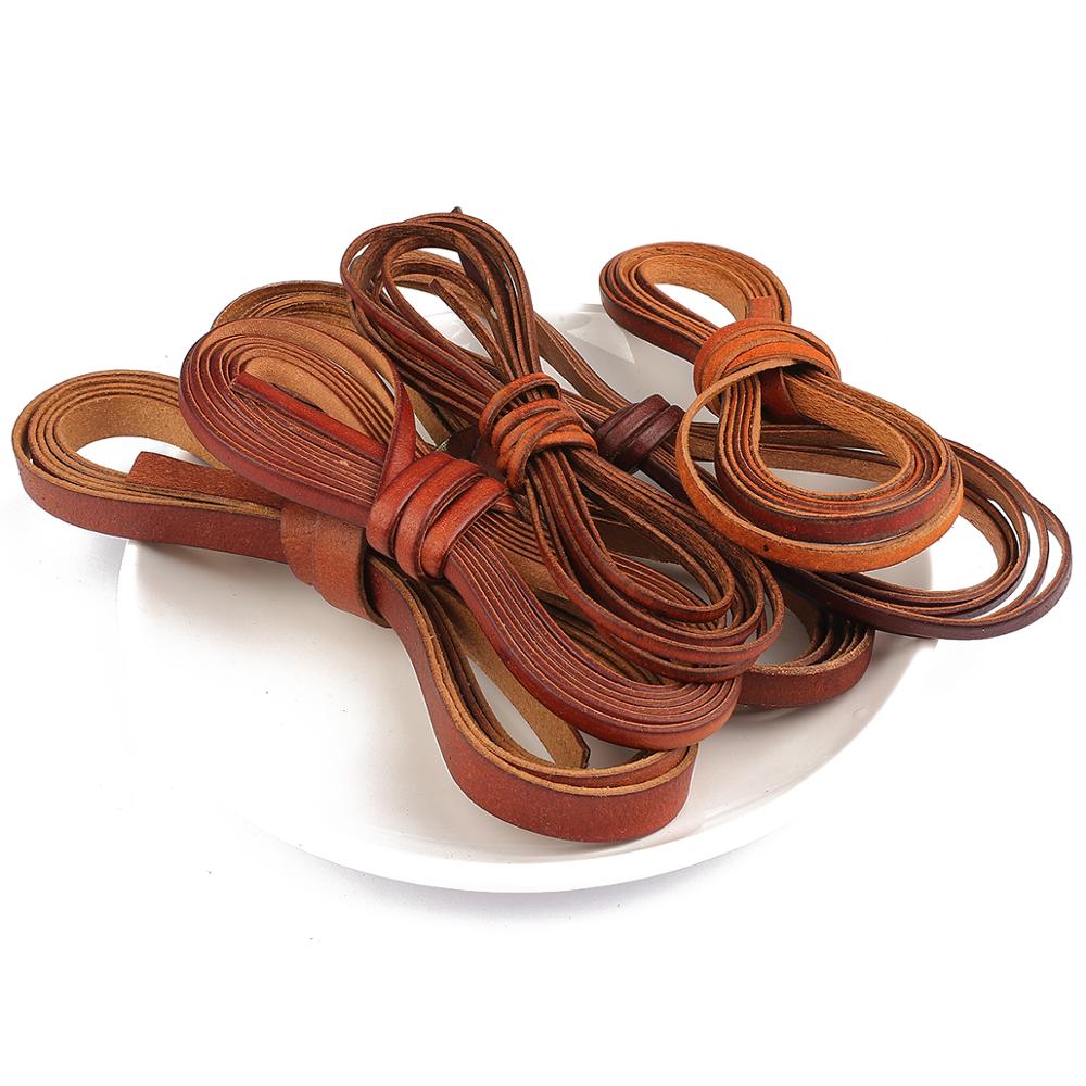 High Quality 2M Retro Natural Genuine Leather Cord 1.5-10mm Round/Flat Cow Leather Rope DIY Craft Bags Leather Craft