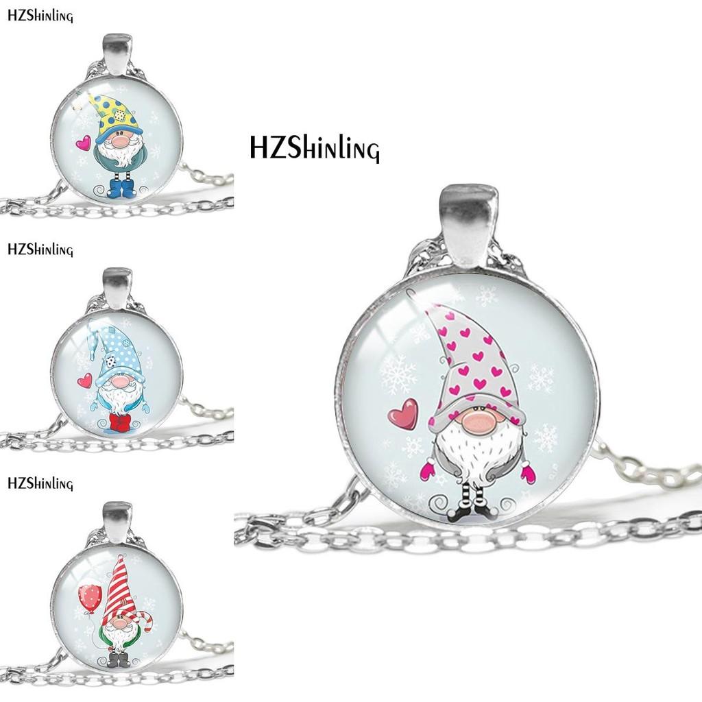 Cheerful Christmas Gnome Necklace Featuring Vibrant Santa Pendant With Stylish Alloy Chain Design