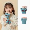 Winter Mittens Reindeer Plush Gloves Cartoon Half Finger Knitted Gloves  Autumn