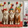 Christmas Shower Curtain, Bathroom Decorative Cartoon Cat And Dog Christmas Shower Curtain, Waterproof Shower Curtain With Hooks