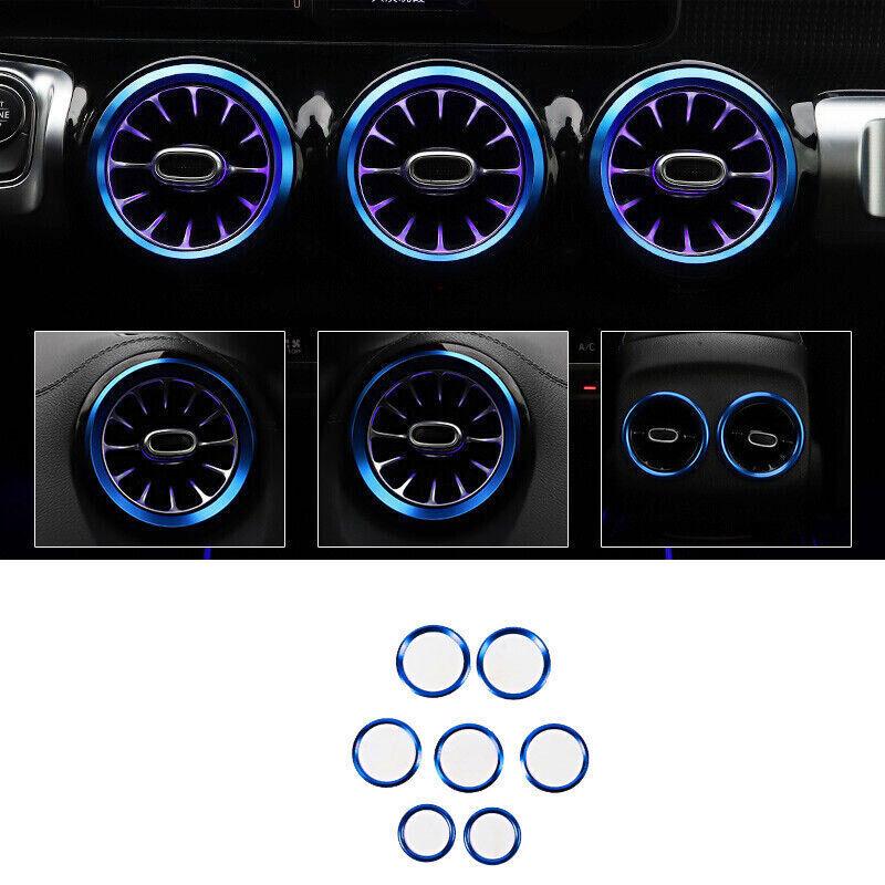 For Benz GLB - Aluminum Blue Central Console Air Outlet Vent Trim 7PCS