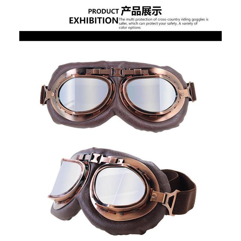 Motorradbrille im Vintage-Stil für Harley-Fahrer, Outdoor-Radfahren, Windschutz-Augenschutz, mit Helmkompatibilität