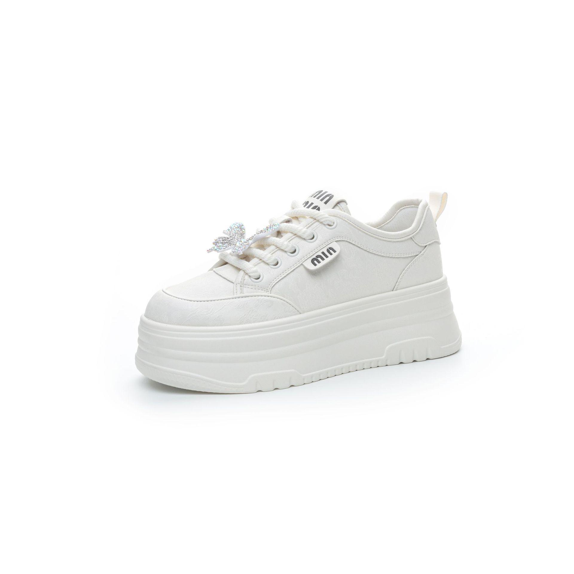 

Женские маленькие белые кроссовки на платформе в корейском стиле, осень 2024, с увеличением роста, универсальная повседневная обувь 39 белый