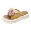 Zweifarbige Blumen-Plateau-Slipper Damen 2025 Sommer neu Koreanische Version Feenwind flache Sohle Studentenmode Strand coole Slipper