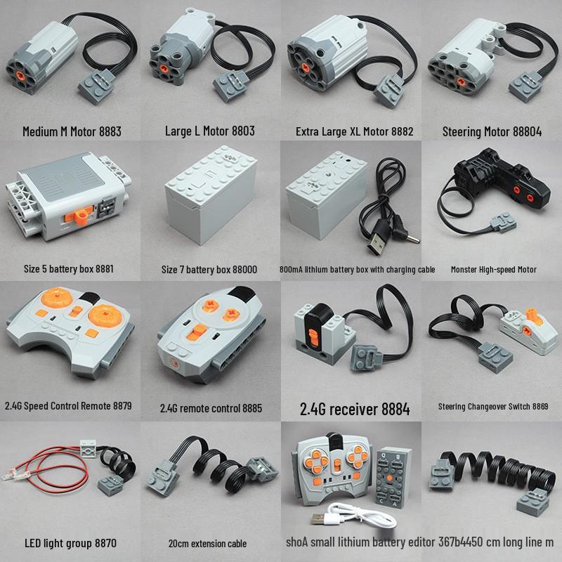 Electric Motor Battery Box & Receiver for Toy Car Building Blocks