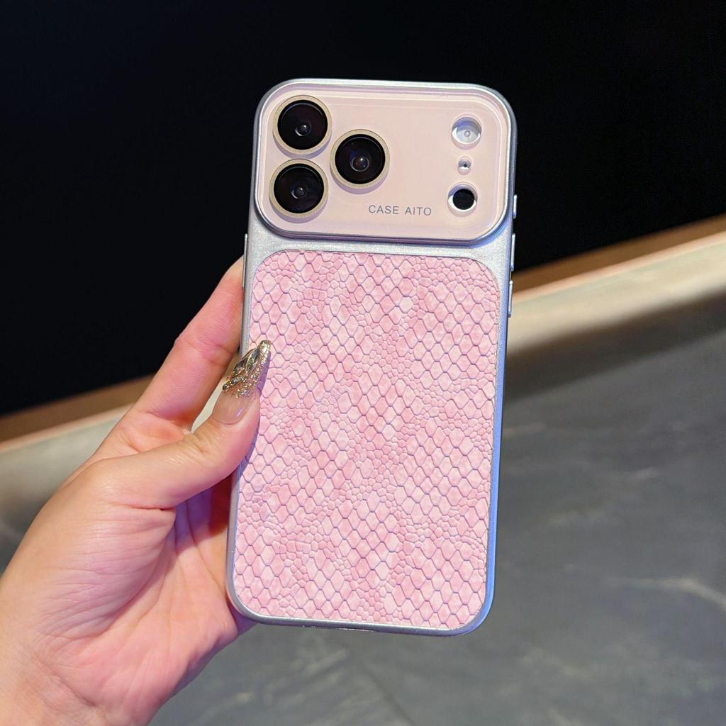 iPhone 17 Pro Max Crocodile Pattern Case with Apple 16 Lens Film & Soft Edge