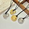 Fashion Spiral Heart-Shaped Pendant Necklace for Women Adjustable Long Black Wax Rope Clavicle Chain Charm Couple Birthday Gift