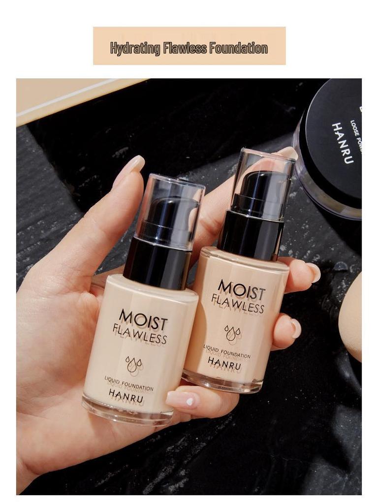 Hanru Women's 4-Piece Foundation Primer & Concealer Set with Loose Powder - Ideal for Beginners