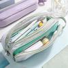 Transparent Mesh Pencil Case Large Capacity Double Layer Pen Bag for Students Lightweight Stationery Pouch for School Office Exams
