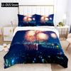 Colourful Fires Bedding Set Washed Cotton Firework Duvet Cover Queen Size Celebrate Merry Christmas Theme Soft Comforter Cover