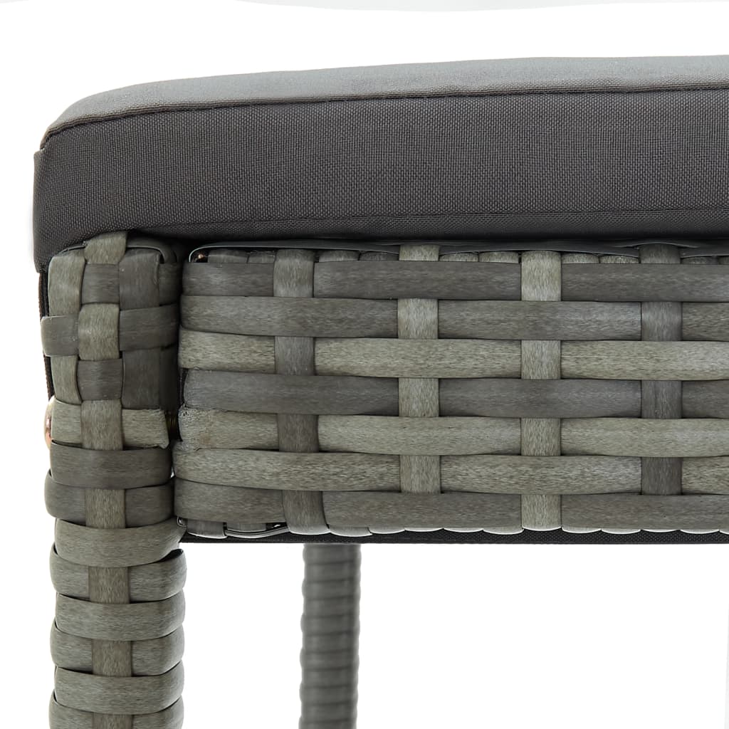 Garden Bar Stool with Cushion 2 pcs Grey Poly Rattan
