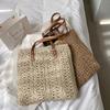 Quadratische Hohlstroh Strandtasche Handgeflochtene Umhängetasche Raffia Rattan Einkaufs-Reisetasche Bohemian Sommerurlaub Lässige Tragetasche