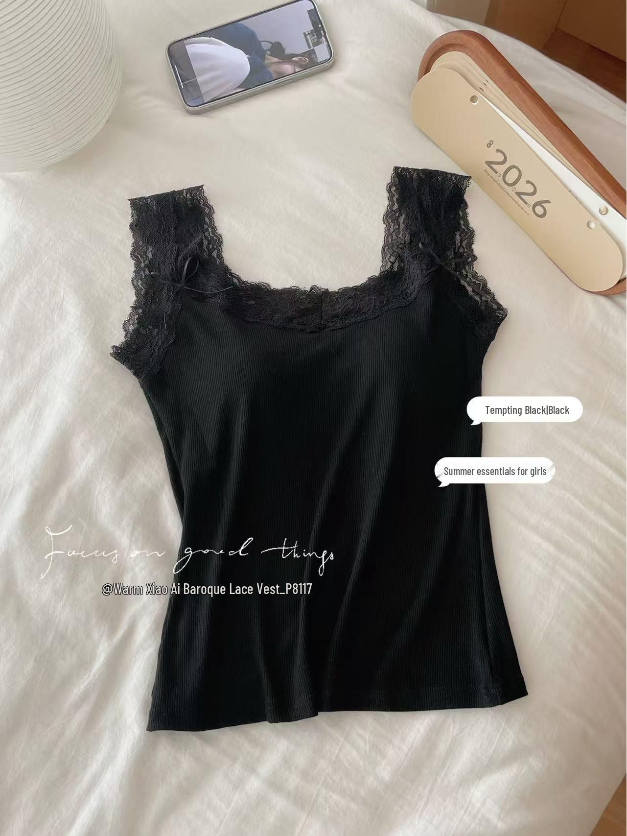 

NuanXiaoAi® Pure Desire Lace Trim Spicy Girl Camisole - Women s Slimming Layered Top One Size: 80-130 jin