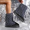 Suede Platform Women Mid Calf Boots Flats Fashion Casual Shoes Woman 2025 Trend Winter Designer Walking Warm Snow Botas Mujer