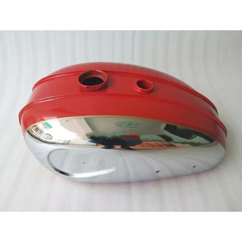 BSA C15 CHROMED AND RED PAINTED STEEL GAS FUEL PETROL TANK |Fit For