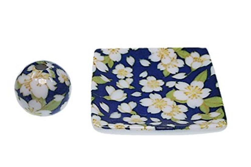 Sakuraen Small Square Plate Incense Holder, Mino Ware, Made in Japan, ACS WEB SHOP