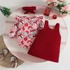 Baby Christmas Corduroy Suspender Skirt Set: Embroidered Dress Romper for Ages 0-1, European & American Style