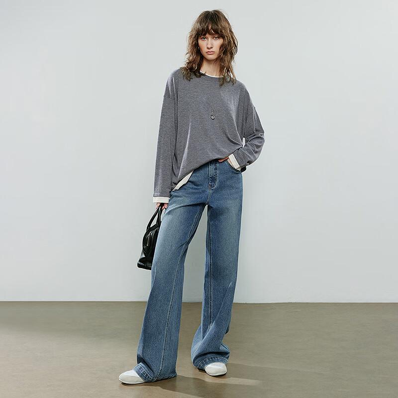 Chuyu Women's Faux Two-Piece Contrast Knit Top