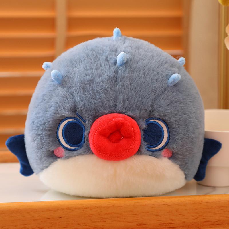 Cute Round Puffer Fish Plush Toy Cartoon Character Stuffed Doll For Children Wholesale