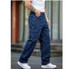 New Men's Dark Blue Tooling Jeans Loose Straight Multi-pocket American Retro Washed Wide-leg Pants