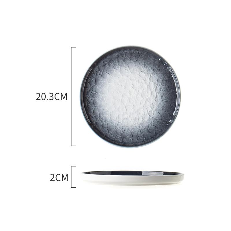 Round Porcelain Dinner Plate Stone Design Western-style Steak Dishes Ceramic Platter For Restaurant Cuisine Food Serving Plate