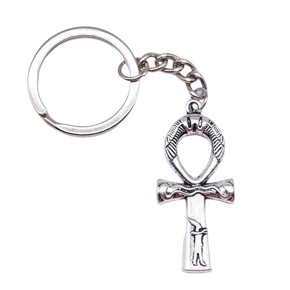 Portachiavi con Ciondolo Croce Ankh Amuleto Egiziano Portachiavi Anello 28mm