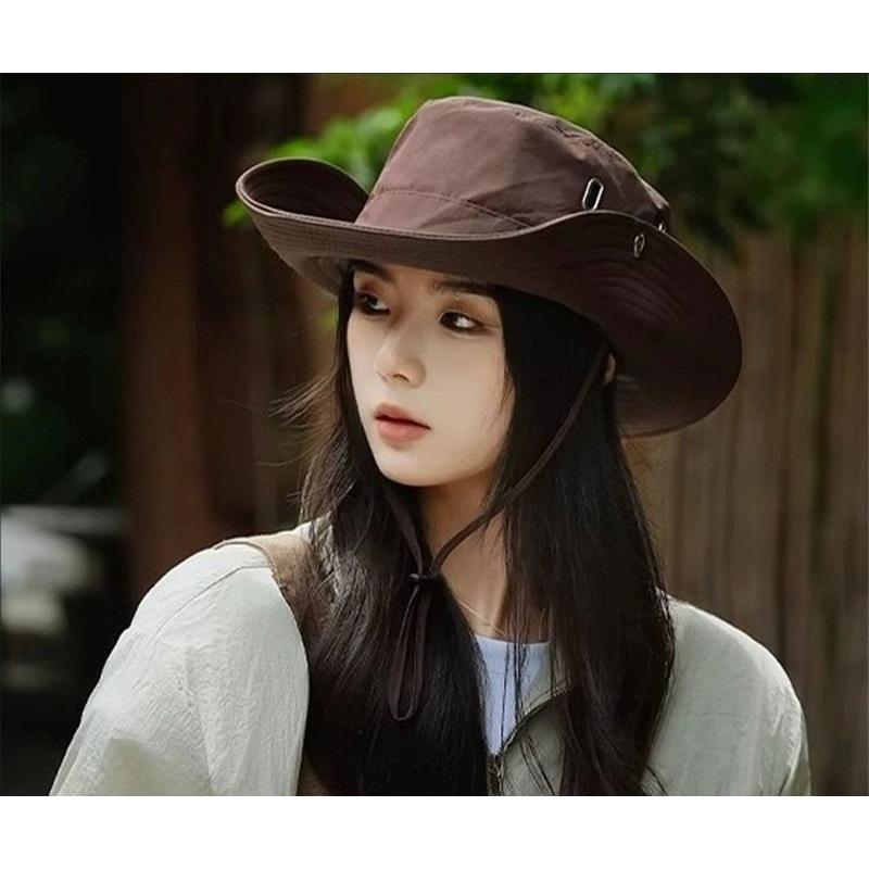 Mountaineering Hat Camping Hat Spring And Summer Waterproof Fisherman Hat Female Sunscreen Outdoor Western Denim Nylon Quick Drying Hat