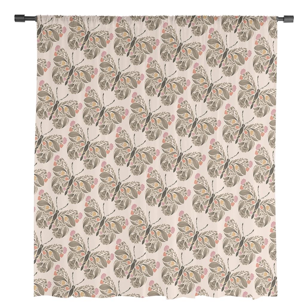 Schmetterling Blume Blatt Abstrakt Transparente Vorhänge Für Wohnzimmer Schlafzimmer Kinderzimmer Tüll Fensterdekoration Vorhänge