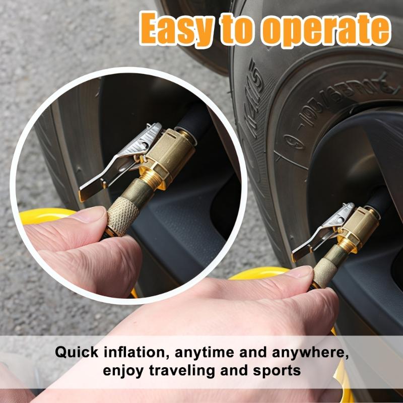 Universelles Pumpenadapter-Set Messing-Verriegelungs-Reifenfüller-Düsennadel-Adapter Reifenluft-Chuck-Clip-Adapter Einfach zu installieren